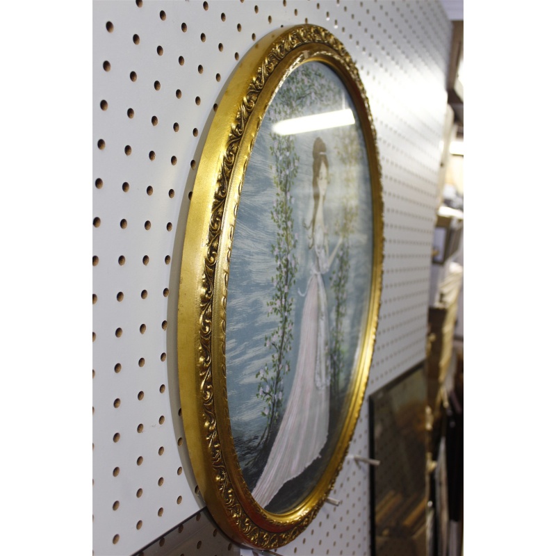 18.5 x 22.25 Stunning Oval Gold Framed Picture The Rose Arbor by Carol Blanchard