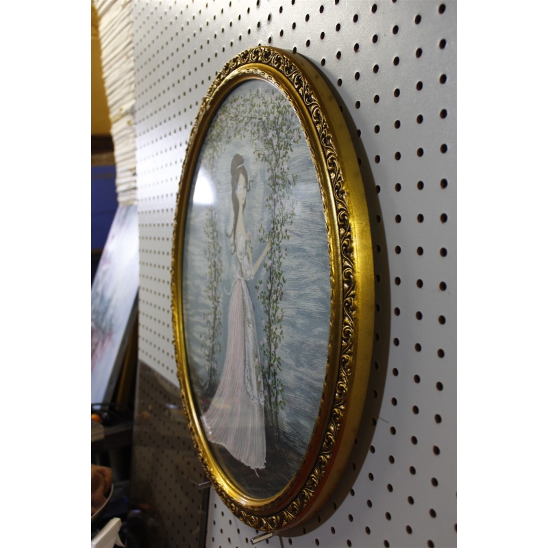 18.5 x 22.25 Stunning Oval Gold Framed Picture The Rose Arbor by Carol Blanchard