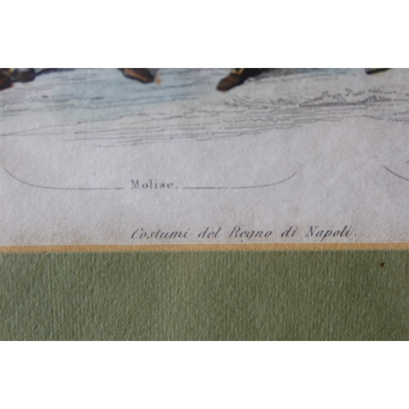 13.5 x 9.75 Early Framed Picture Costumi del Regno di Napoli Costumes of Naples