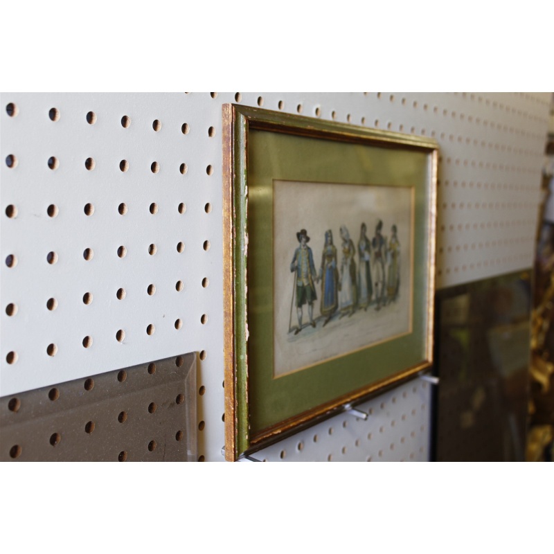 13.5 x 9.75 Early Framed Picture Costumi del Regno di Napoli Costumes of Naples