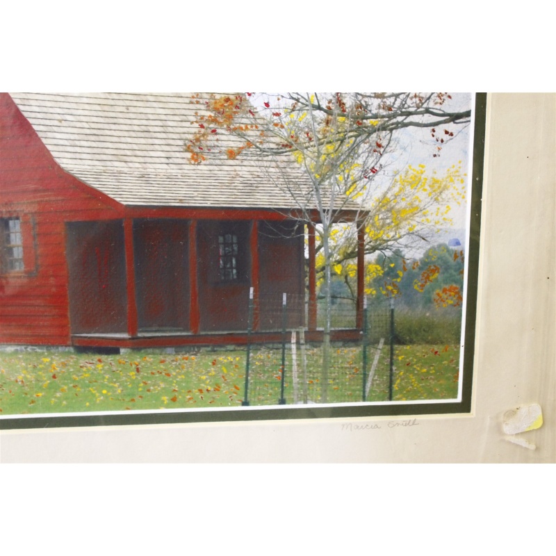 14 x 11 Framed Picture Little Red Cabin Signed Marcia Smith