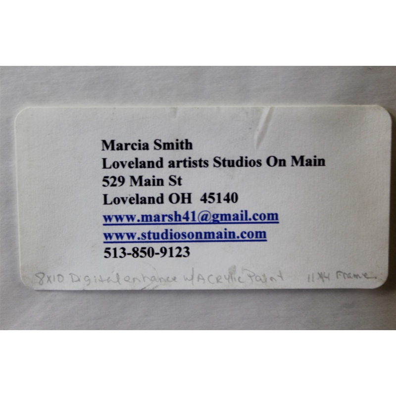 14 x 11 Framed Picture Little Red Cabin Signed Marcia Smith