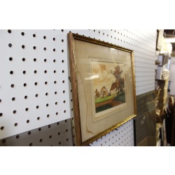 14.75 x 11.75 Framed Picture Countrside Barn with Waterwheel