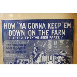13.5 x 16.5 Framed Sheet Music Cover How Ya Gonna Keep Em Down on the Farm