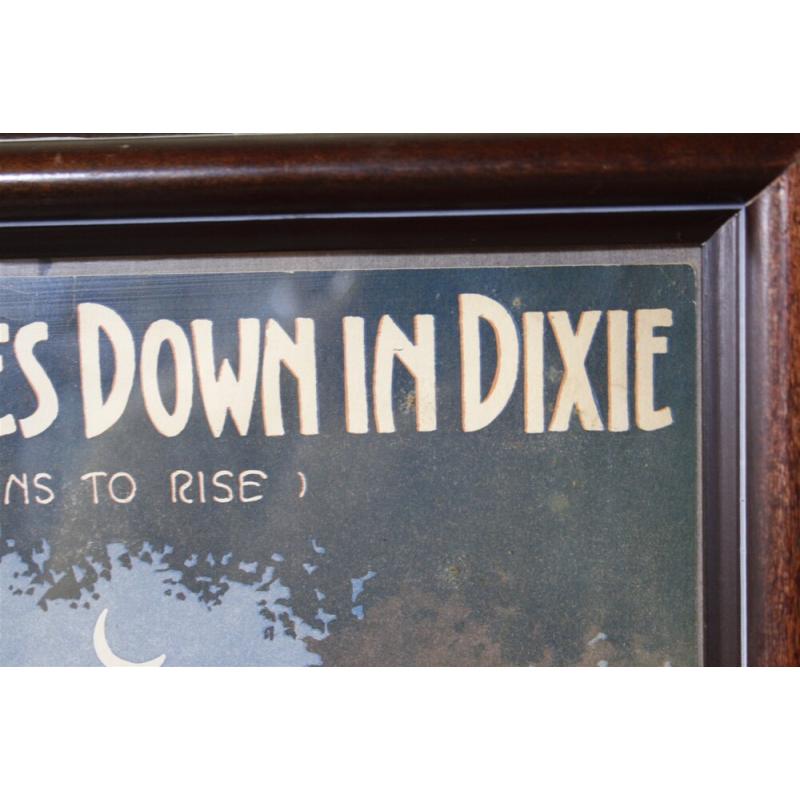 12.5 x 15.5 Framed Sheet Music Cover When the Sun Goes Down in Dixie