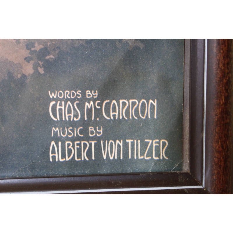 12.5 x 15.5 Framed Sheet Music Cover When the Sun Goes Down in Dixie