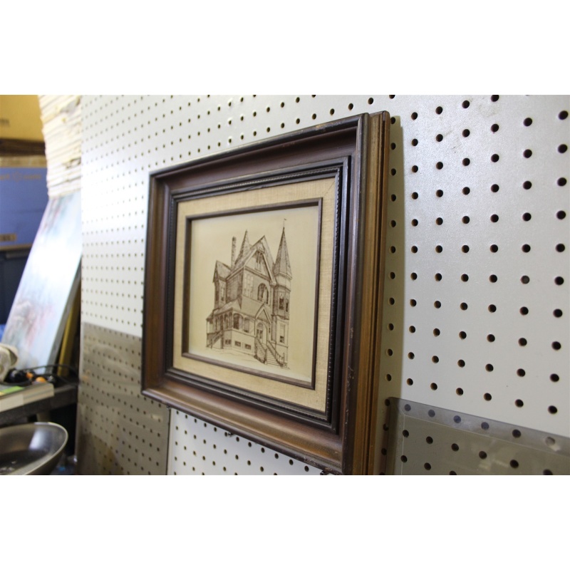 16.25 x 14.25 Framed Picture Early House