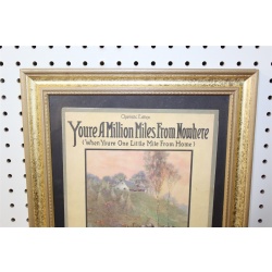 13.5 x 16.5 Framed Sheet Music Cover Youre a Million Miles From Nowhere