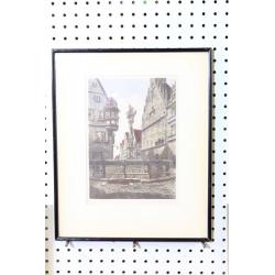 14 x 17 Framed Picture City Fountain Signed
