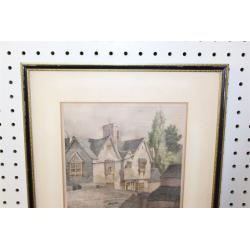 14 x 17.25 Framed Picture Old Buildings on the West Bridge Leicester