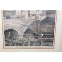 14 x 17.25 Framed Picture Old Buildings on the West Bridge Leicester