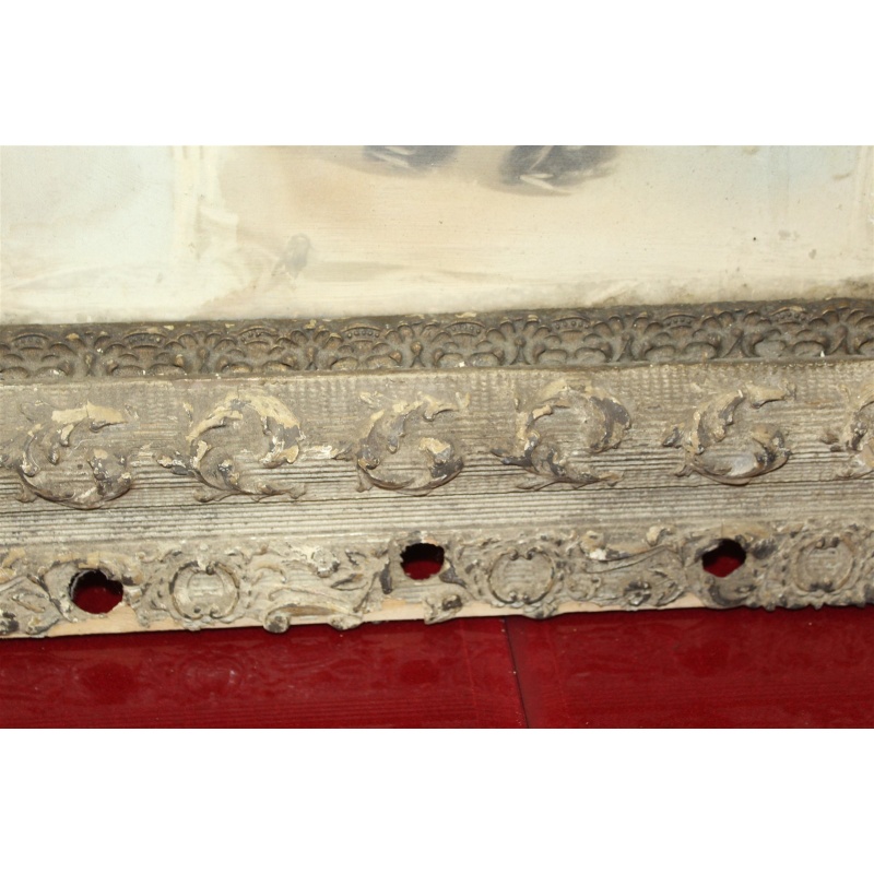 25 x 29 Very Early Framed Portrait of a little girl - Needs restoration