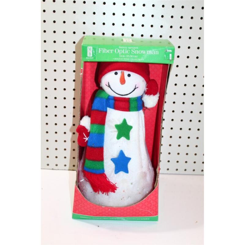 Merry Brite Christmas Fiber Optic Snowman Lights Up - In The Box NIB 14"