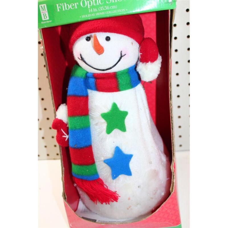 Merry Brite Christmas Fiber Optic Snowman Lights Up - In The Box NIB 14"