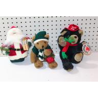 Lot of 3 Christmas Figures - Santa & 2 Holiday Bears - 1 Cuddle Wit Creations
