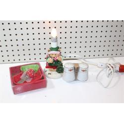 3 Holiday Items - Bear Light - New Dip Bowl w/ Spreader & Salt / Pepper Shakers