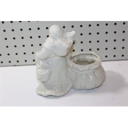 VTG. New Holland Floral Inc White Ceramic Santa with Bag Planter / Candy Ect.