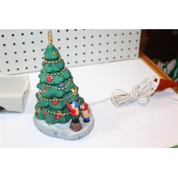 4 Christmas Items - Lighted Christmas Tree - Ceramic Loaf pans and Candy Dish