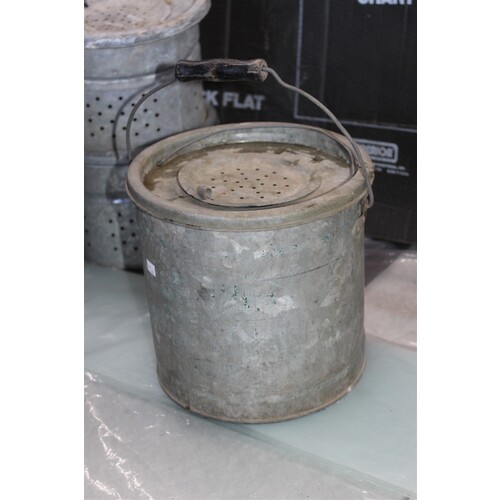 Vintage Old Pail 2 PC. Metal Minnow Bucket