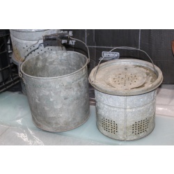 Vintage Old Pail 2 PC. Metal Minnow Bucket
