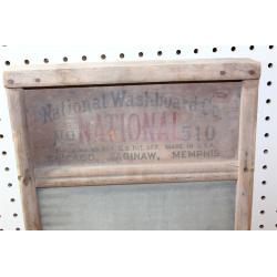 Antique Original Atlantic National Washboard Co. No. 510 Wood And Ribbed Glass