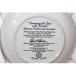 2004 AVON CHRISTMAS 22k Gold Trim Collector Plate TRIMMING TREE Dave Henderson