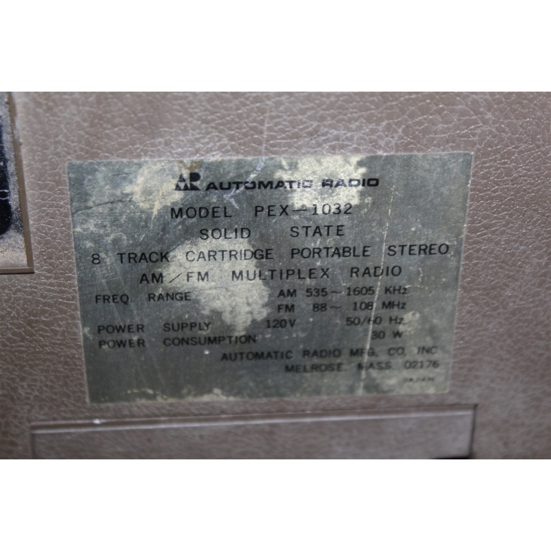 Automatic Radio MFG. Co Solid State 8 Track Portable PEX-1032 No Power For Parts