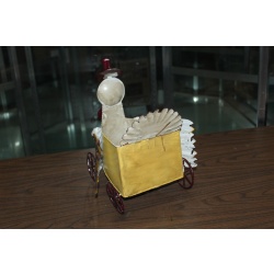 tin thanksgiving pilgrim turkey decoration on wheels