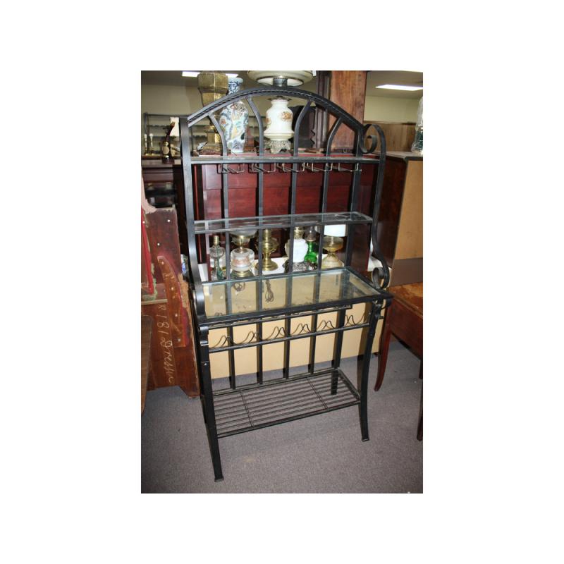 Metal and glass wine rack 35 x 17 x 72