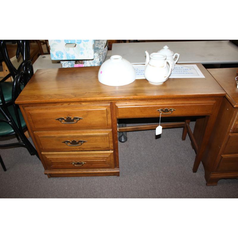 Wooden charter Oak desk - 4 drawers 48 x 17.5 x 30