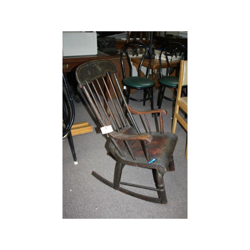 Very nice antique wooden handcarved seat rocker rocking chair