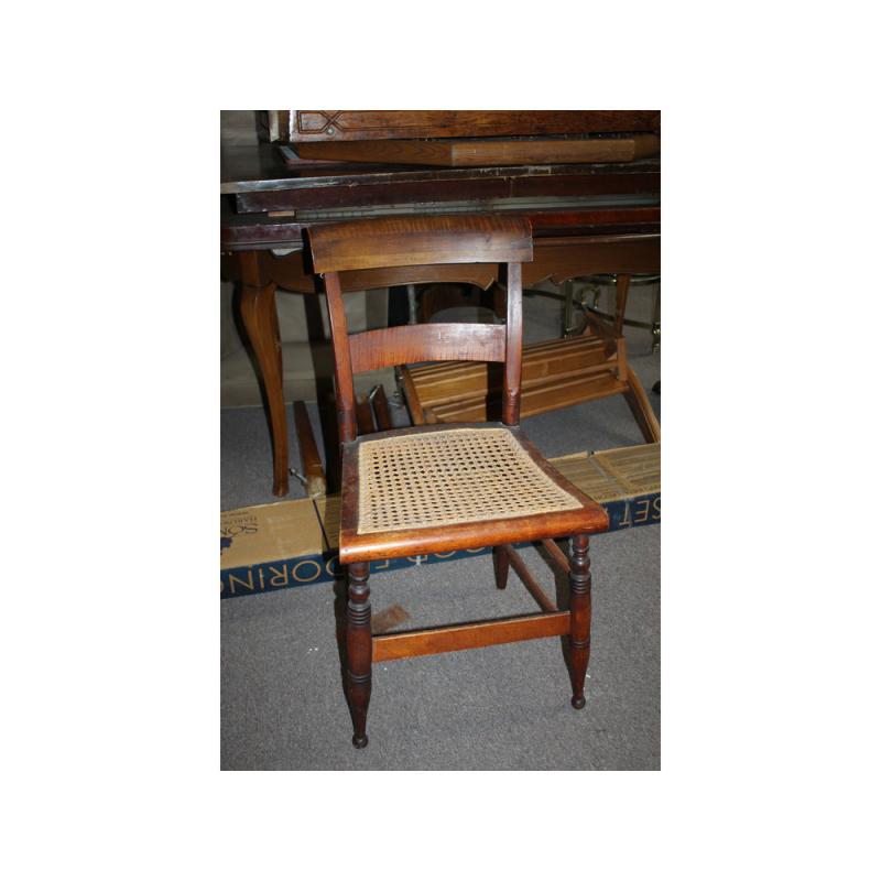 Nice early wooden chair with wicker seat