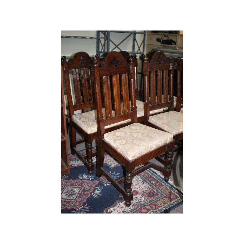 Extraordinary set of 6 matching dining room chairs Gothic or medieval style