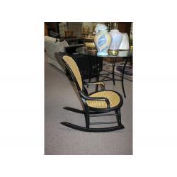 Vintage rocker -  black rocking chair with a wicker seat and wicker backrest