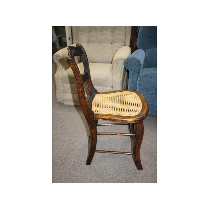 Very nice early wooden chair with wicker seat
