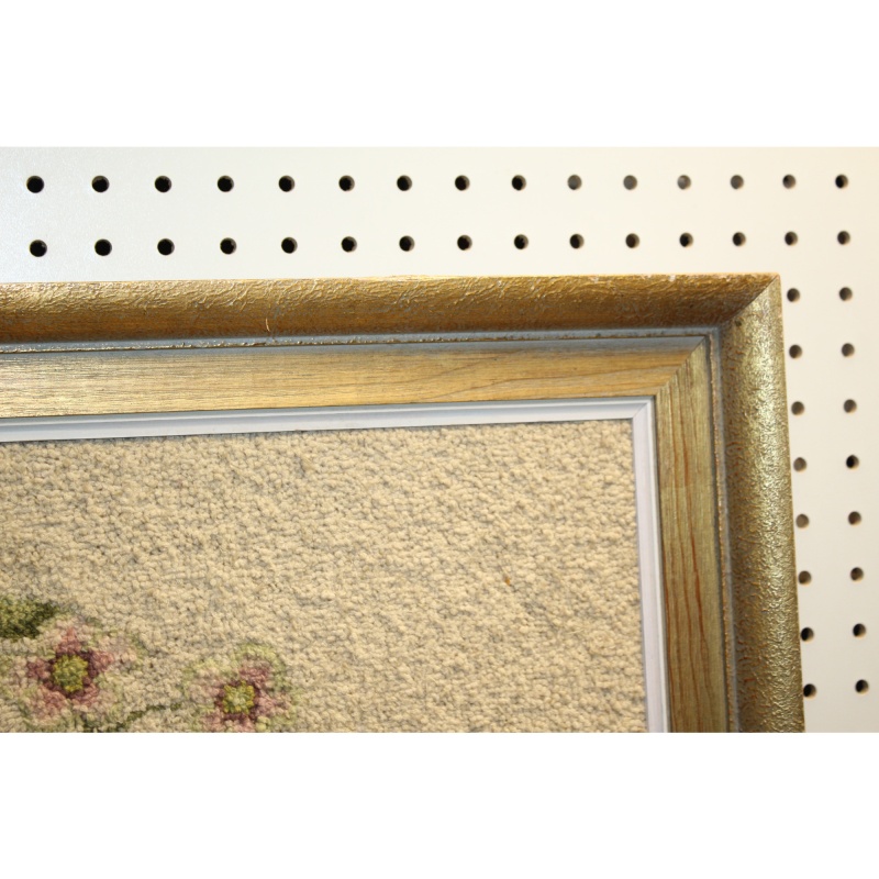 36 x 32 framed art rug CREWEL CATHERINE NILSEN