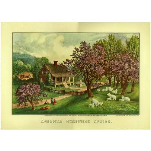 (12 x 16) Art Print CI51 Currier and Ives American Homestead Sping