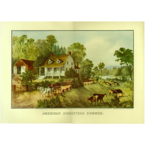 (12 x 16) Art Print CI52 Currier and Ives American Homestead Summer