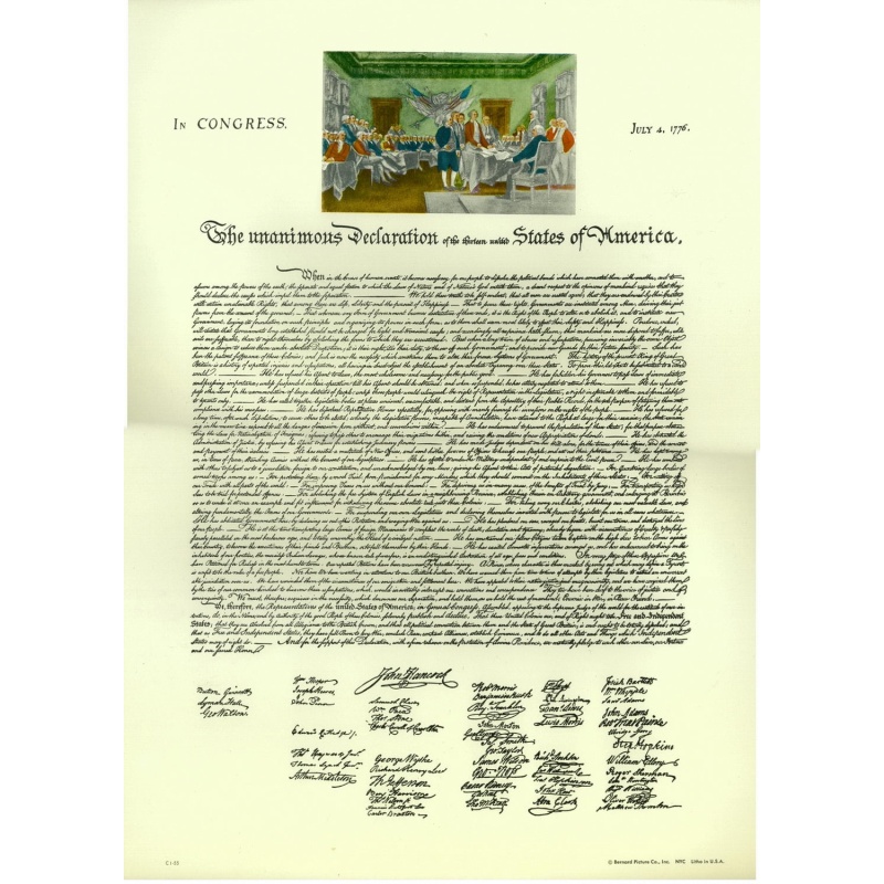 (12 x 16) Art Print CI55 Currier and Ives - The Unanimous Decloration of the Thirteen United States of America