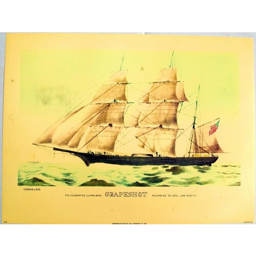 (12 x 16) Art Print CI60 Currier and Ives Clipper Ship Grapeshot