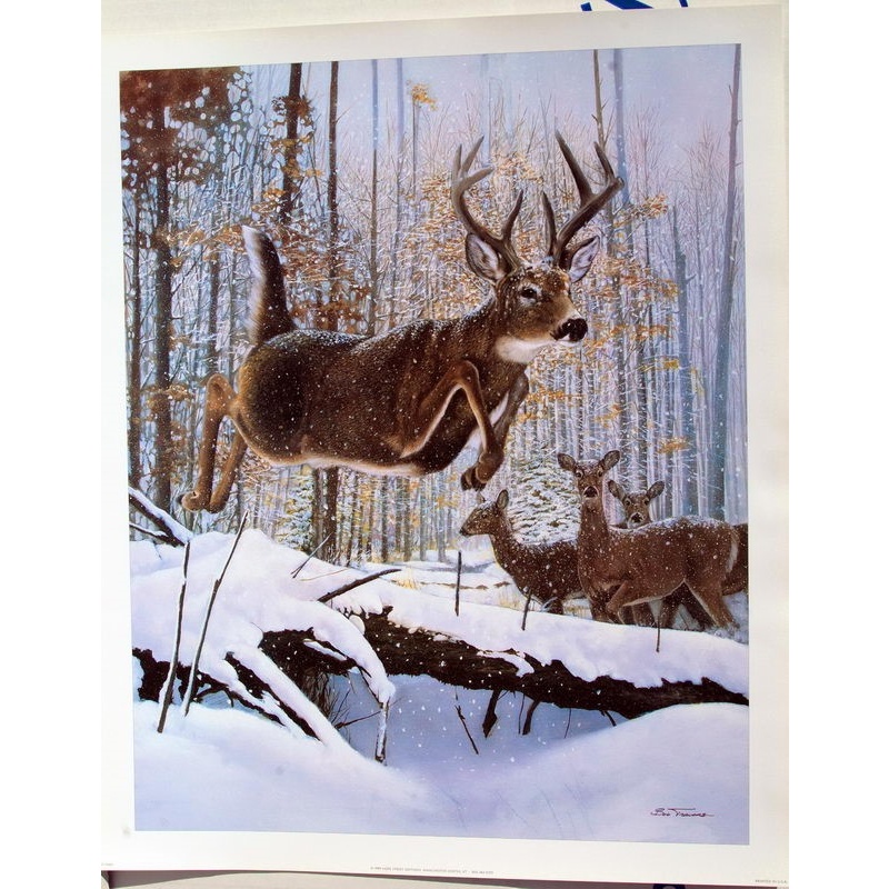 (18 x 22) Art Print RT0301 Bob Travers Leaping Deer