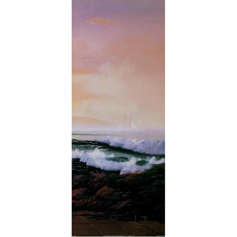 (8 x 20) Art Print PP2349 R. Lirette Waves Crash on a Rocky Shore