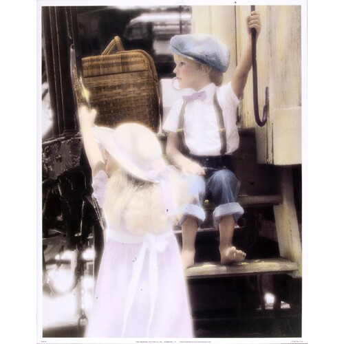 (11 x 14) Art Print PH218 Kathleen Francour Little Girl & Boy getting on the Tra