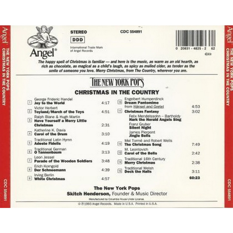 The New York Pops Christmas In The Country CD, Compact Disc