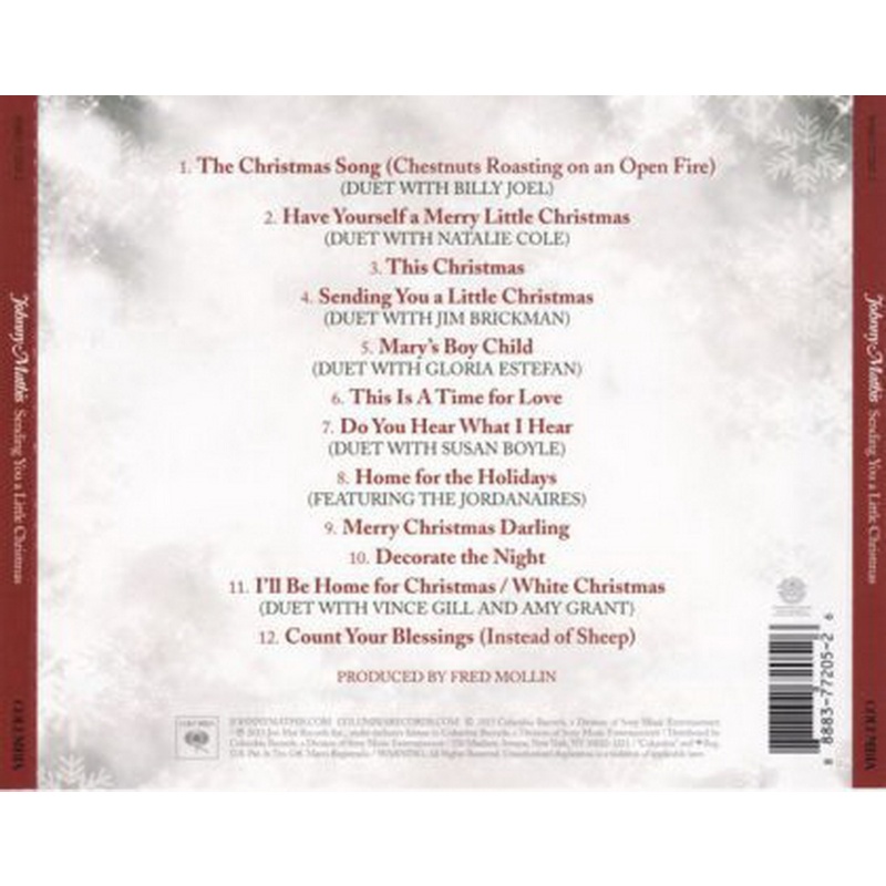Johnny Mathis Sending You A Little Christmas CD, Compact Disc