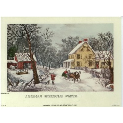 Lot of 8 (6 x 8) Art Print CI4 Currier and Ives - American Homestead Winter