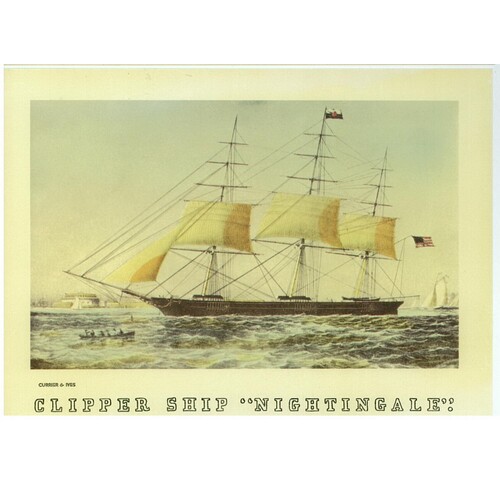 (6 x 8) Art Print CI18 Currier and Ives Clipper Ship Nightingale