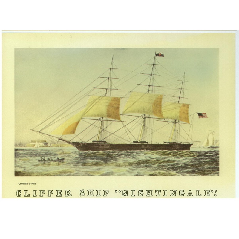 (6 x 8) Art Print CI18 Currier and Ives Clipper Ship Nightingale