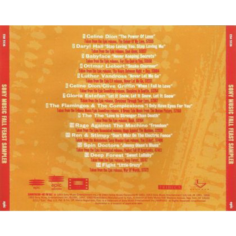 Various Sony Music Fall Feast Sampler CD, Compact Disc