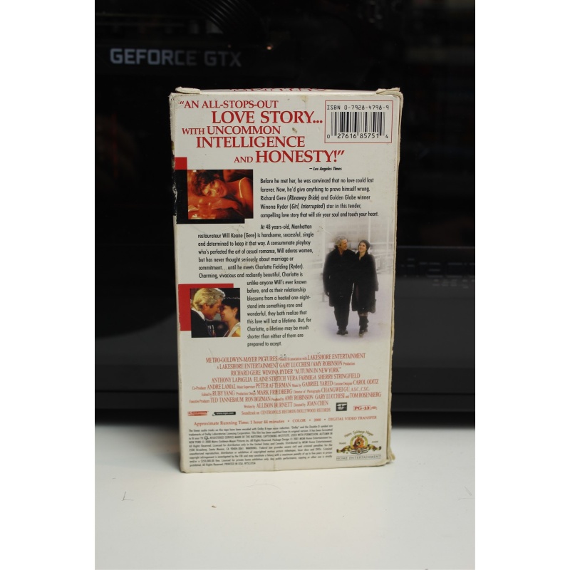 Autumn In New York (2000, VHS) - Drama; Romance